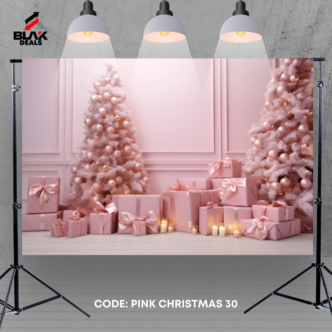 Pink Christmas Elegant Family Couple Photography Backdrop Photoshoot | BLAK Deals