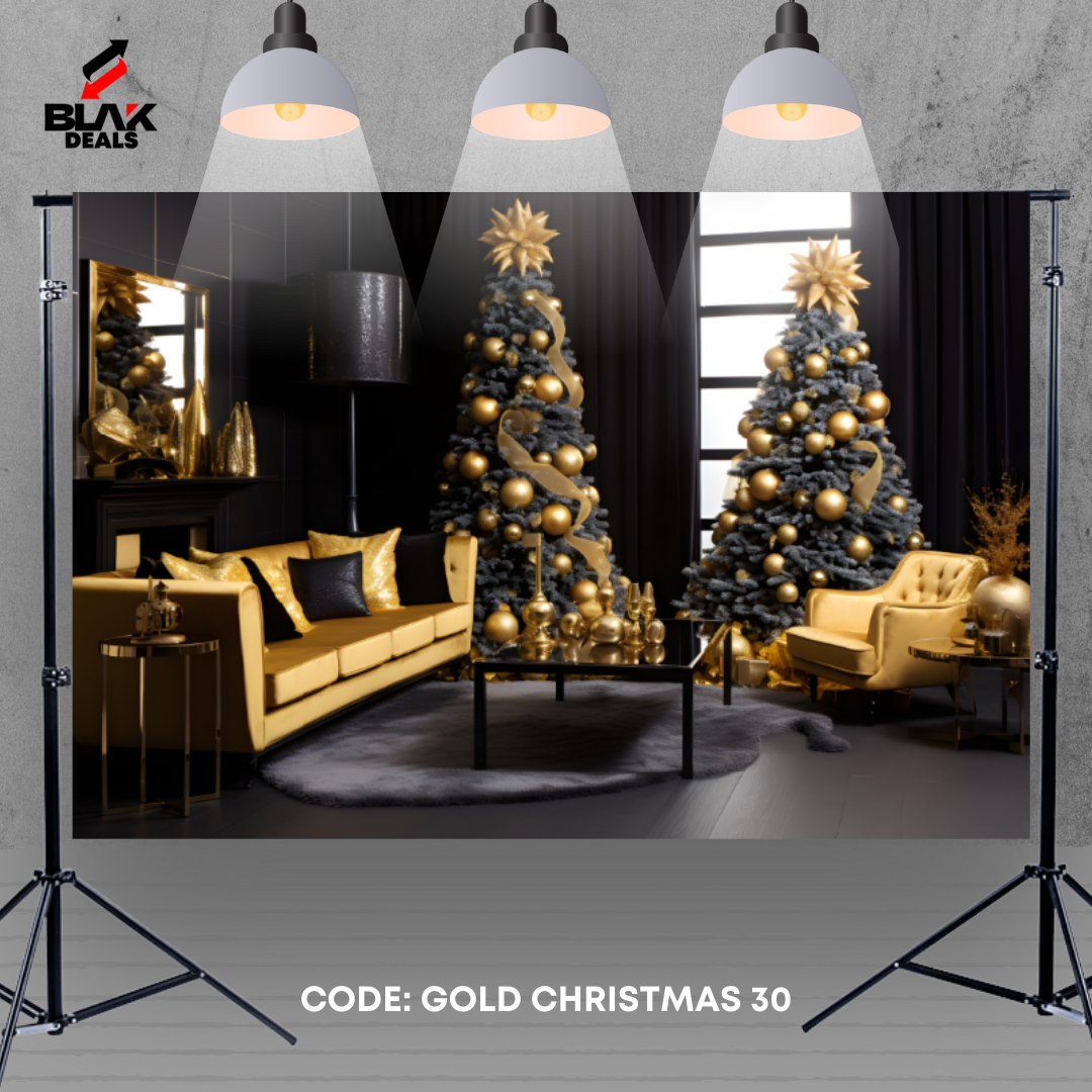 Gold Christmas Elegant Family Couple Photography Backdrop Photoshoot | BLAK Deals