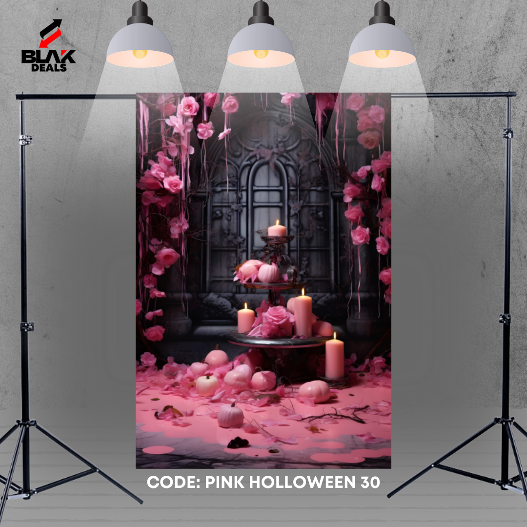 Pink Halloween Photography Backdrop Photoshoot | BLAK Deals