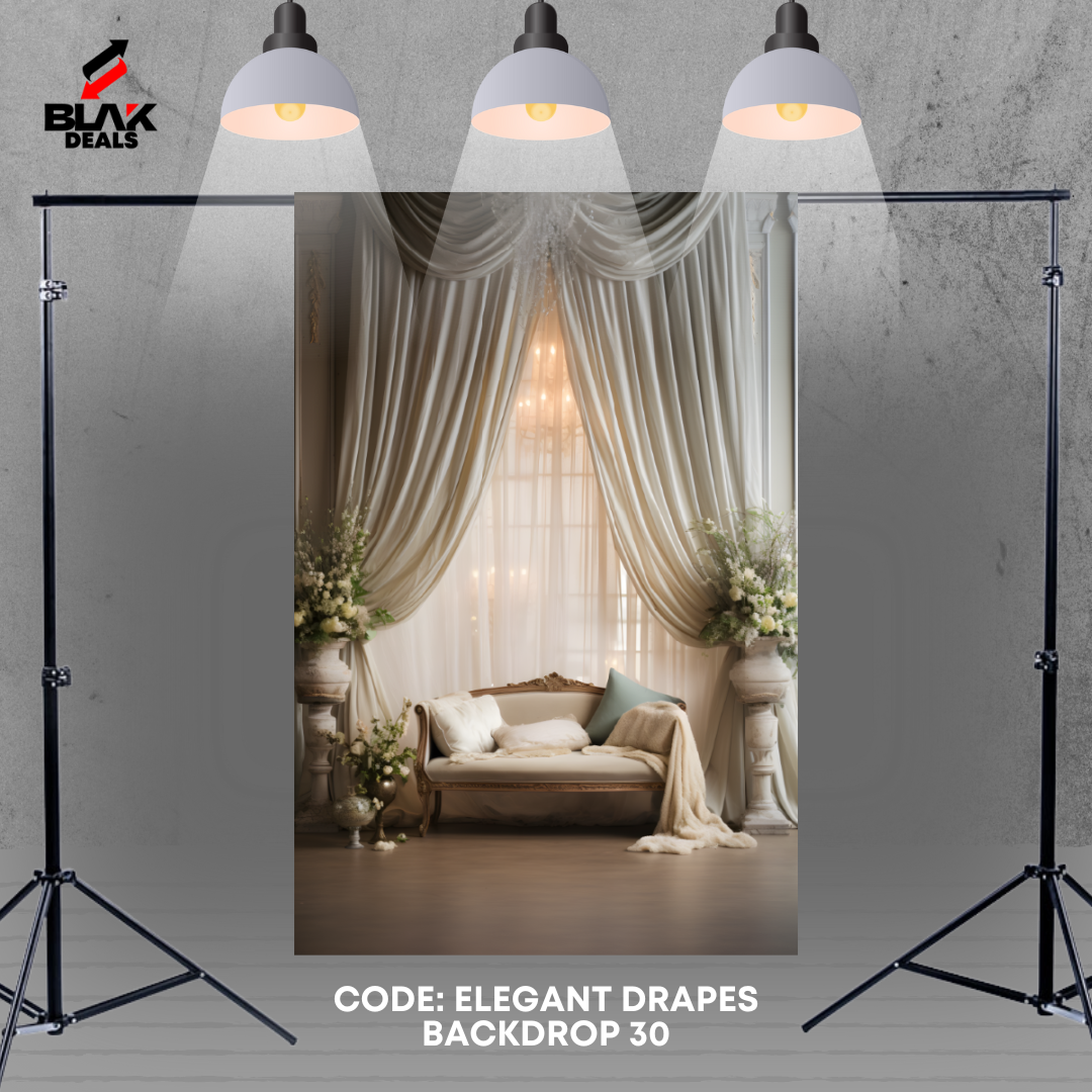 Pastel Cream Flowing Drapes Family Couple Maternity  Photography Backdrop Photoshoot | BLAK Deals