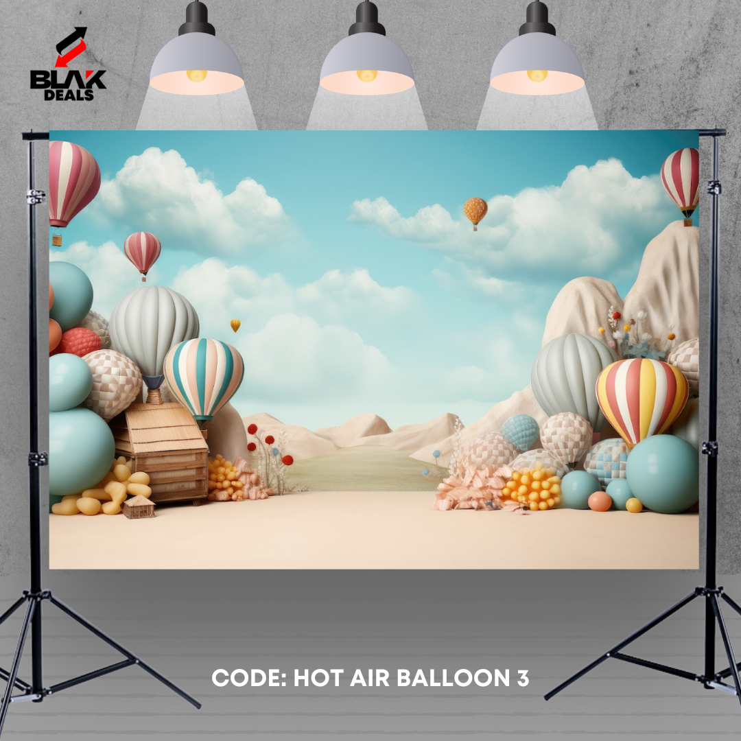 Hot Air Balloon Birthday Kids Newborn Toddler Photography Backdrop Photoshoot | BLAK Deals