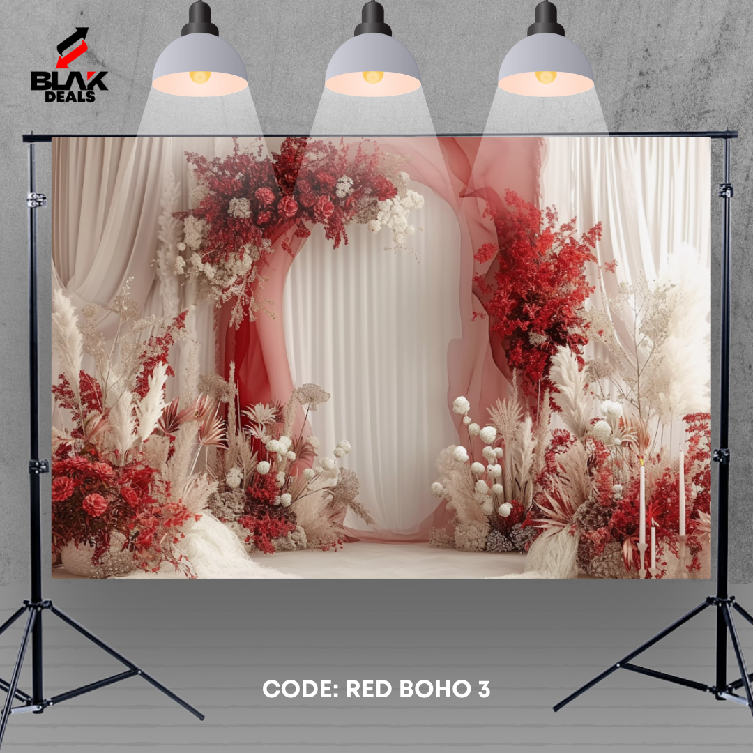 Red Boho Maternity Family Couple Photography Backdrop Photoshoot | BLAK Deals