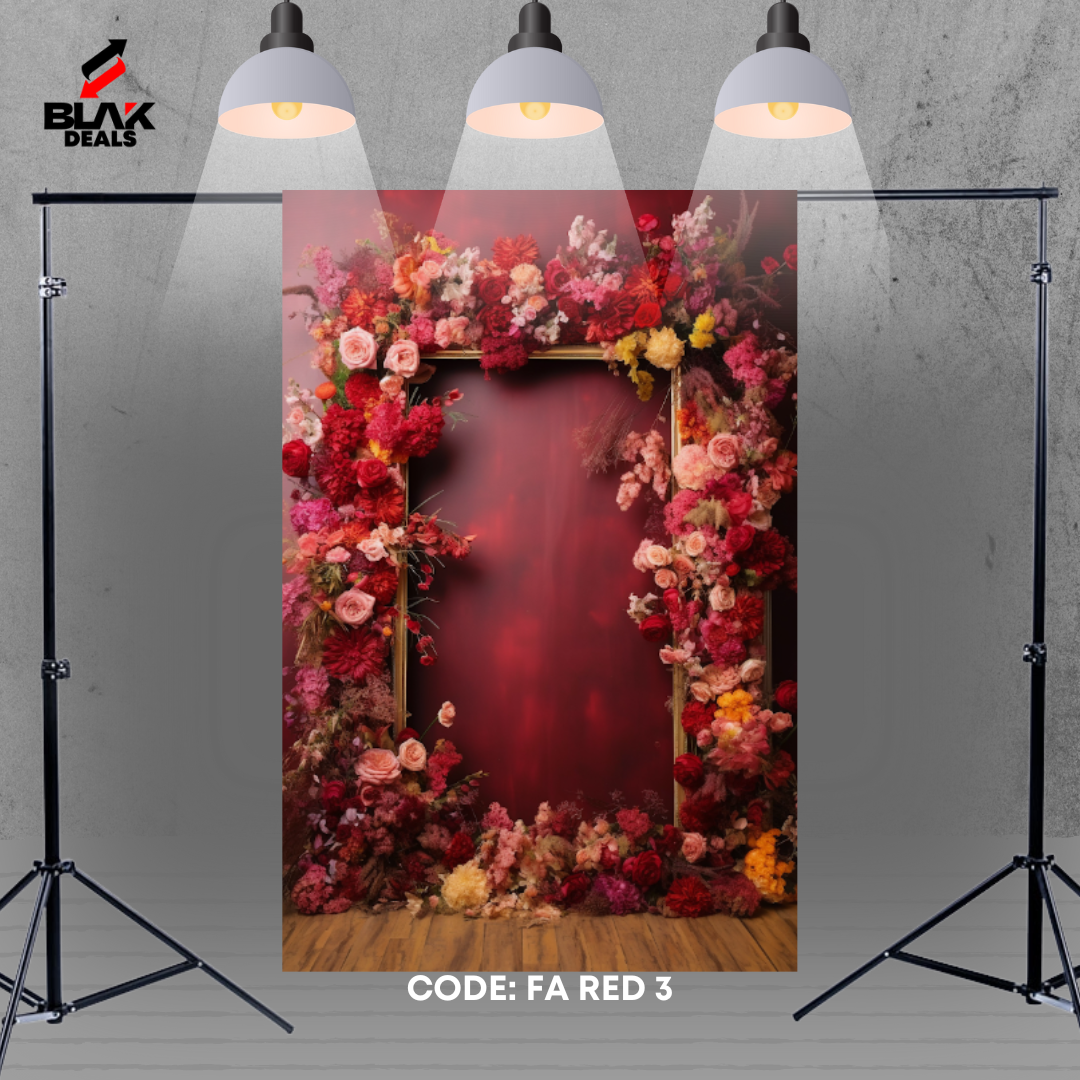 Red Floral Arc Family Maternity Couple Portrait Photography Backdrop Photoshoot | BLAK Deals