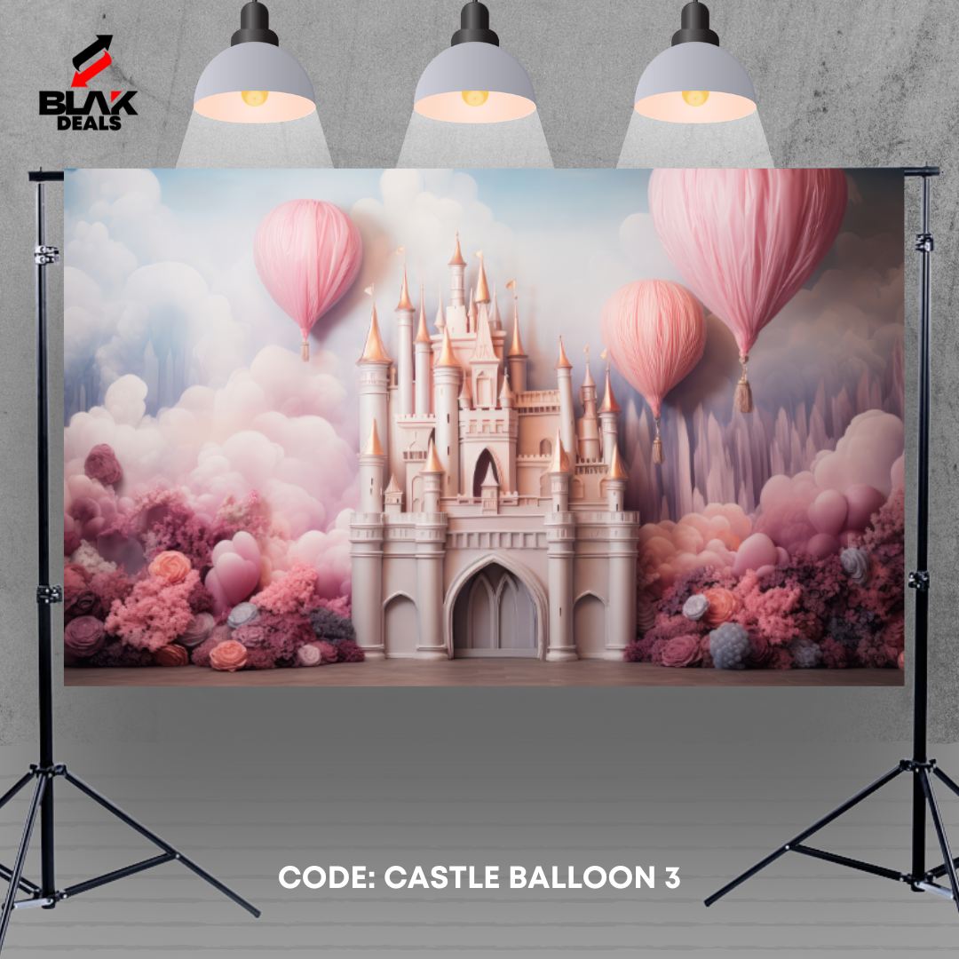 Castle Balloon Birthday Kids Newborn Toddler Photography Backdrop Photoshoot | BLAK Deals