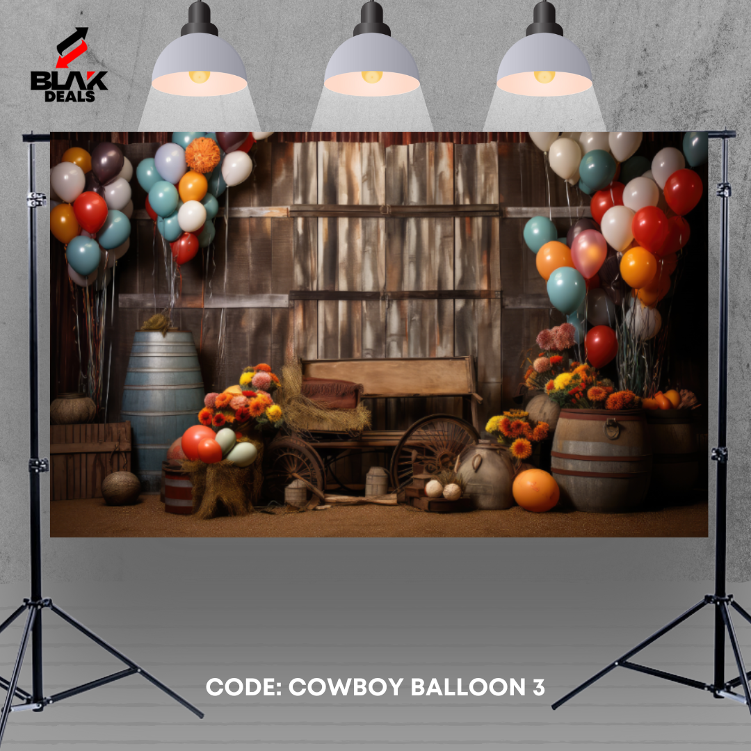 Cowboy Texas Balloon Birthday Kids Newborn Toddler Photography Backdrop Photoshoot | BLAK Deals