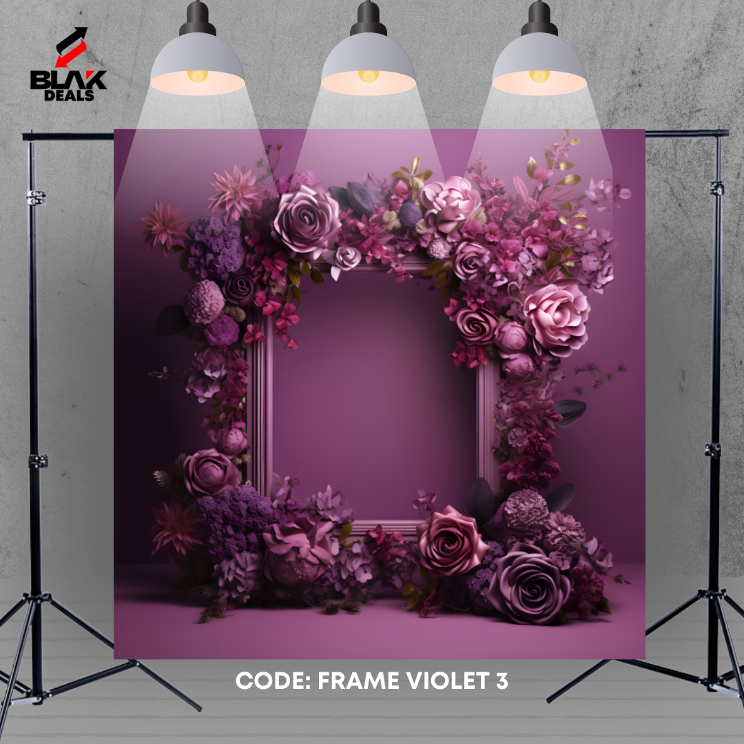 Floral Frame Violet Family Maternity Couple Portrait Photography Backdrop Photoshoot | BLAK Deals