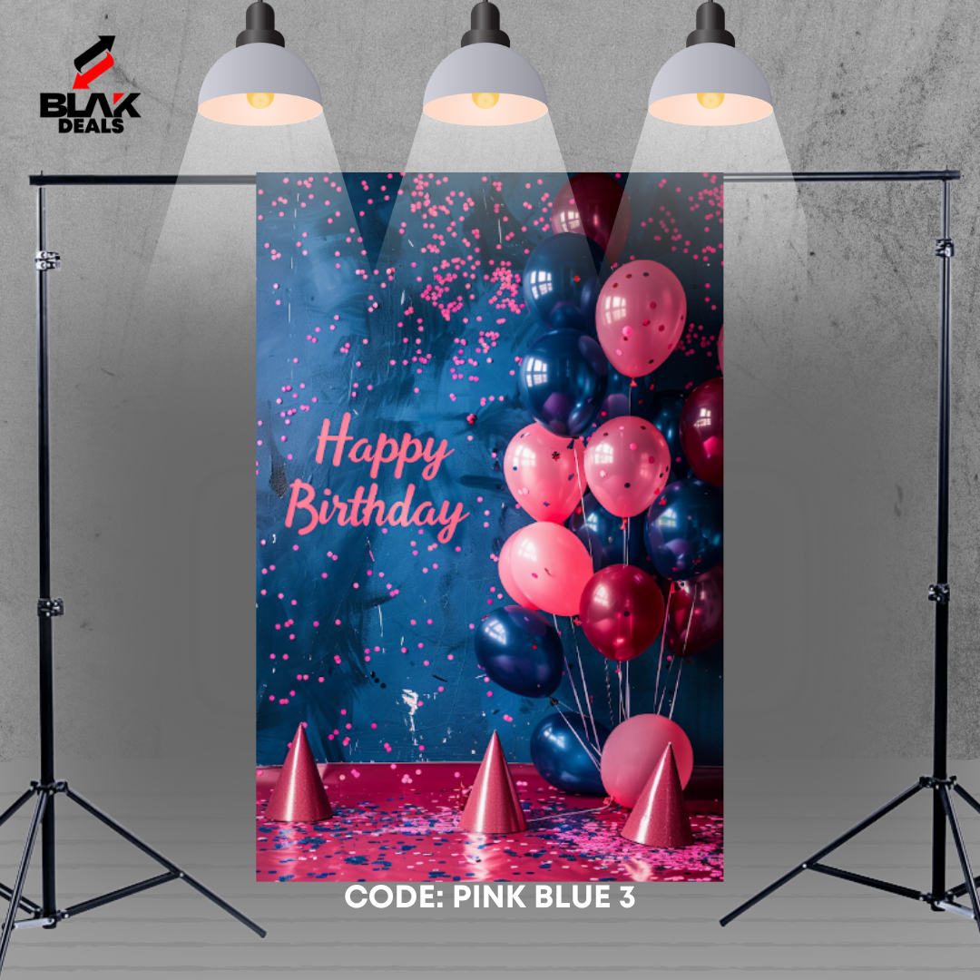 Pink Blue Balloons Birthday Family Portrait Photography Backdrop Photoshoot | BLAK Deals