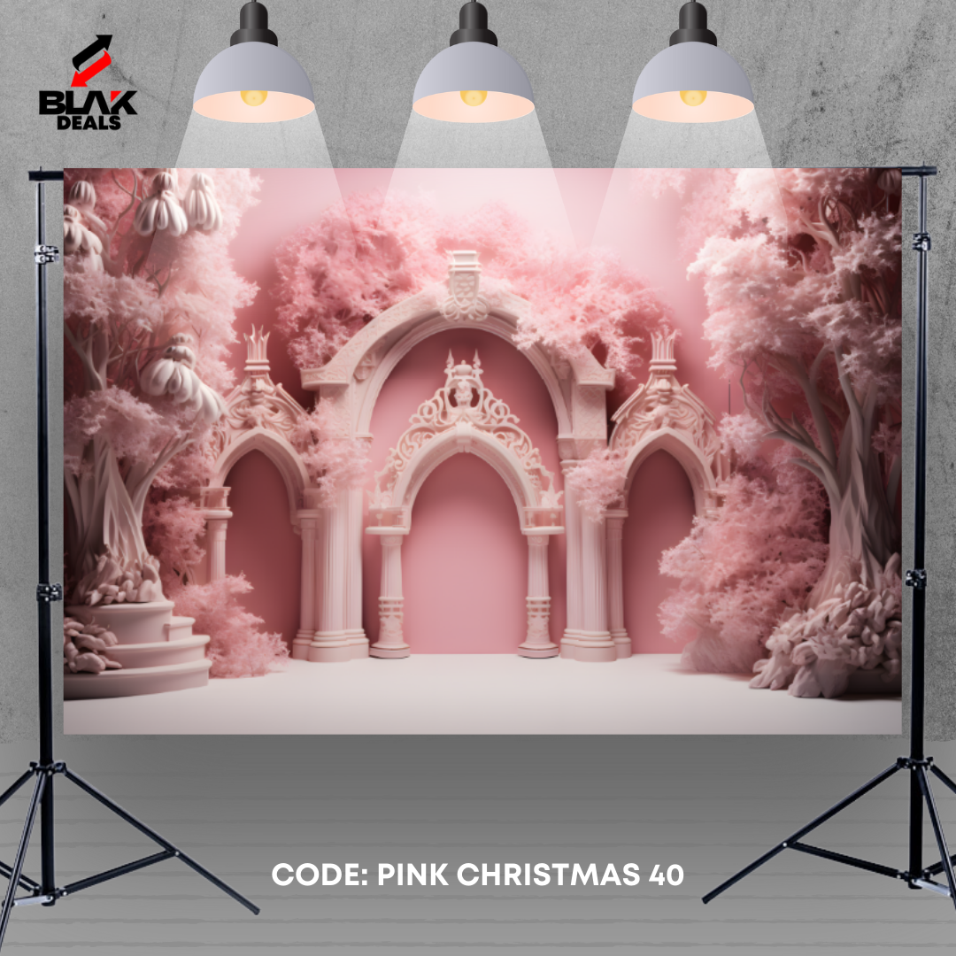 Pink Christmas Elegant Family Couple Photography Backdrop Photoshoot | BLAK Deals
