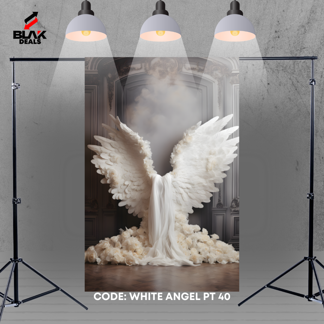 White Angel Heaven Wings Maternity Portrait Photography Backdrop Photoshoot | BLAK Deals