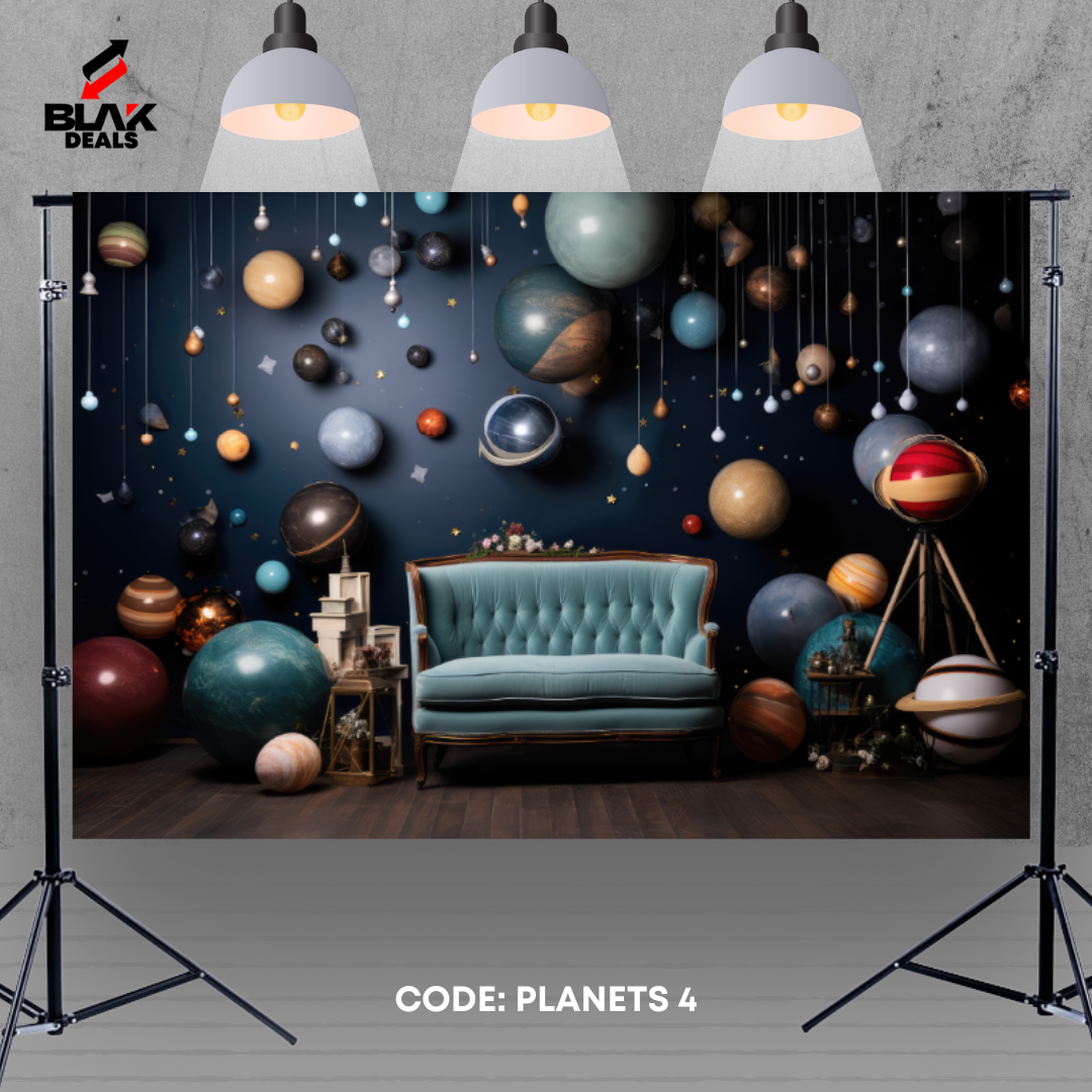 Planets Galaxy Balloon Birthday Kids Newborn Toddler Photography Backdrop Photoshoot | BLAK Deals