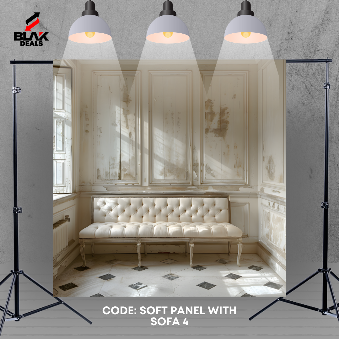 Soft Cream Wall Panels w/ Sofa Family Maternity Couple Photography Backdrop Photoshoot | BLAK Deals