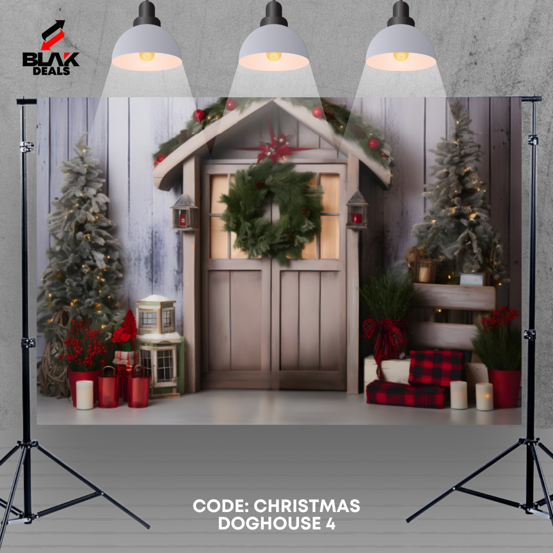 Christmas Dog House Family Couple Photography Backdrop Photoshoot | BLAK Deals