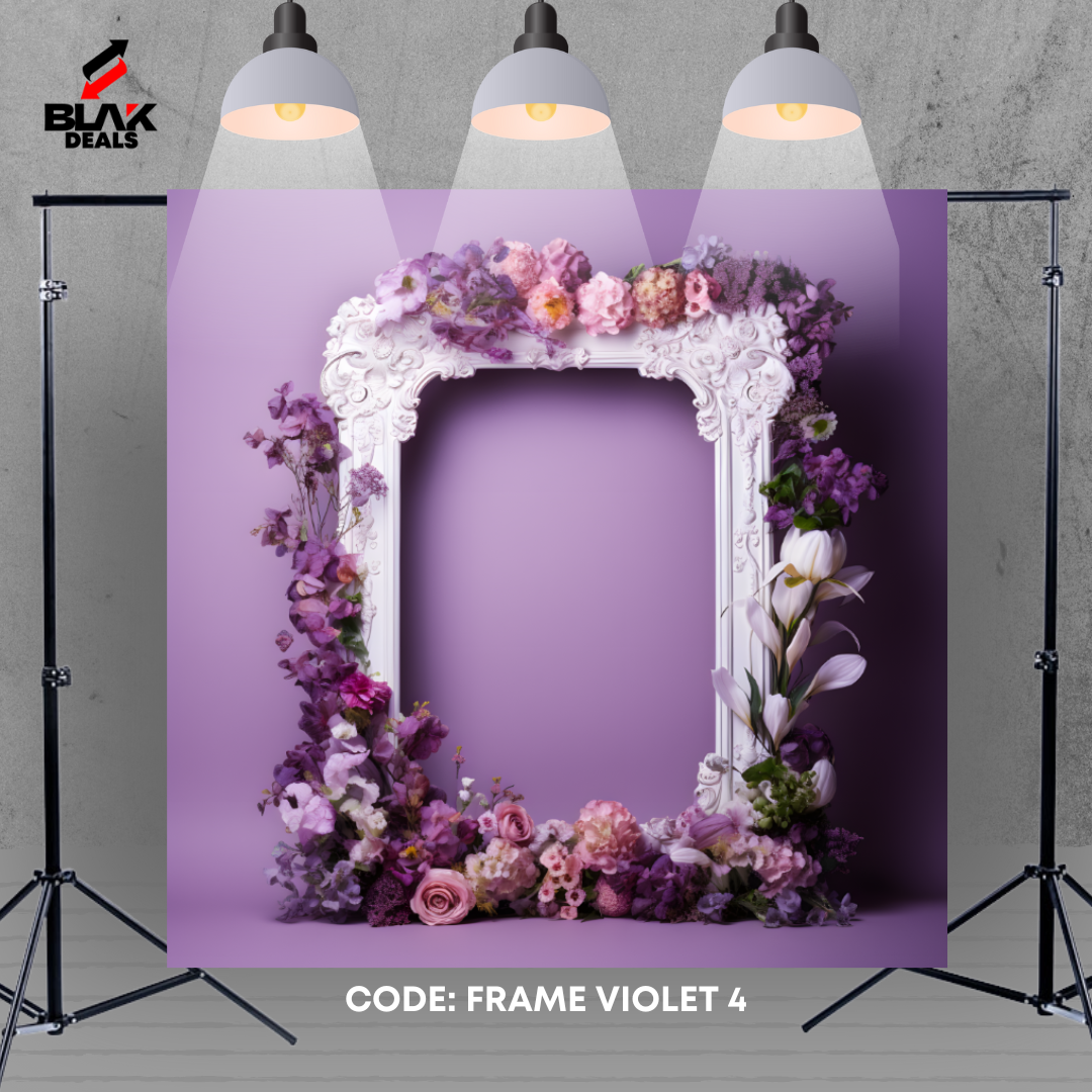 Floral Frame Violet Family Maternity Couple Portrait Photography Backdrop Photoshoot | BLAK Deals
