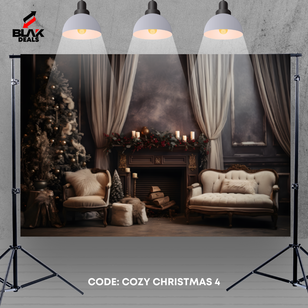 Cozy Christmas Family Couple Photography Backdrop Photoshoot | BLAK Deals