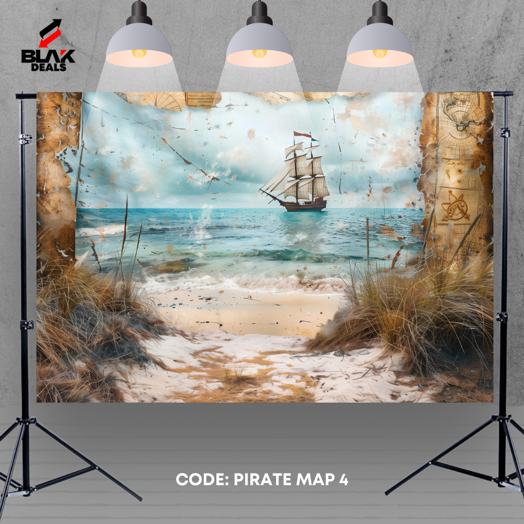Pirate Map Ship Kids Newborn Toddler Photography Backdrop Photoshoot | BLAK Deals