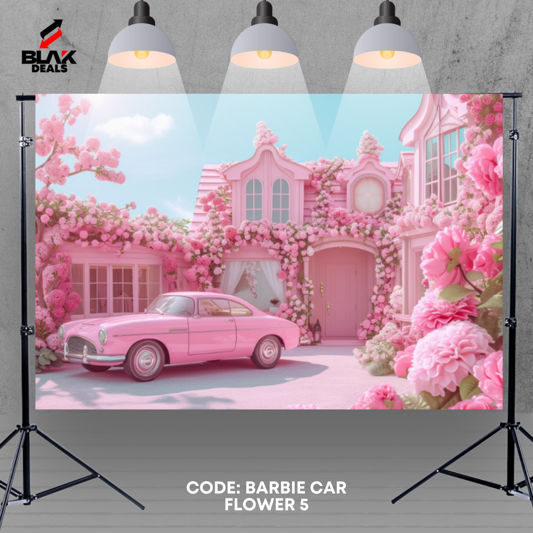 Barbie Pink Cars Flowers Kids Newborn Toddler Portrait Photography Backdrop Photoshoot | BLAK Deals