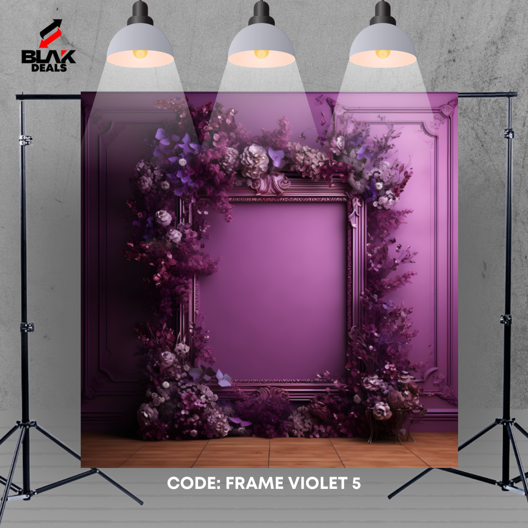 Floral Frame Violet Family Maternity Couple Portrait Photography Backdrop Photoshoot | BLAK Deals