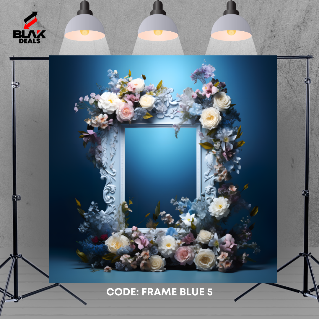 Floral Frame BlueFamily Maternity Couple Portrait Photography Backdrop Photoshoot | BLAK Deals