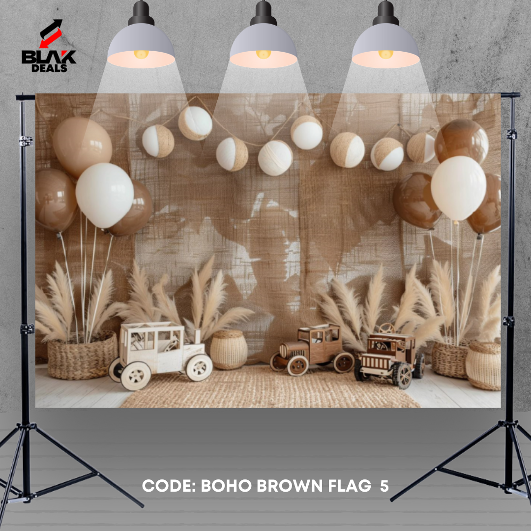 Boho Brown Neutrals Balloons Kids Newborn Toddler Photography Backdrop Photoshoot | BLAK Deals