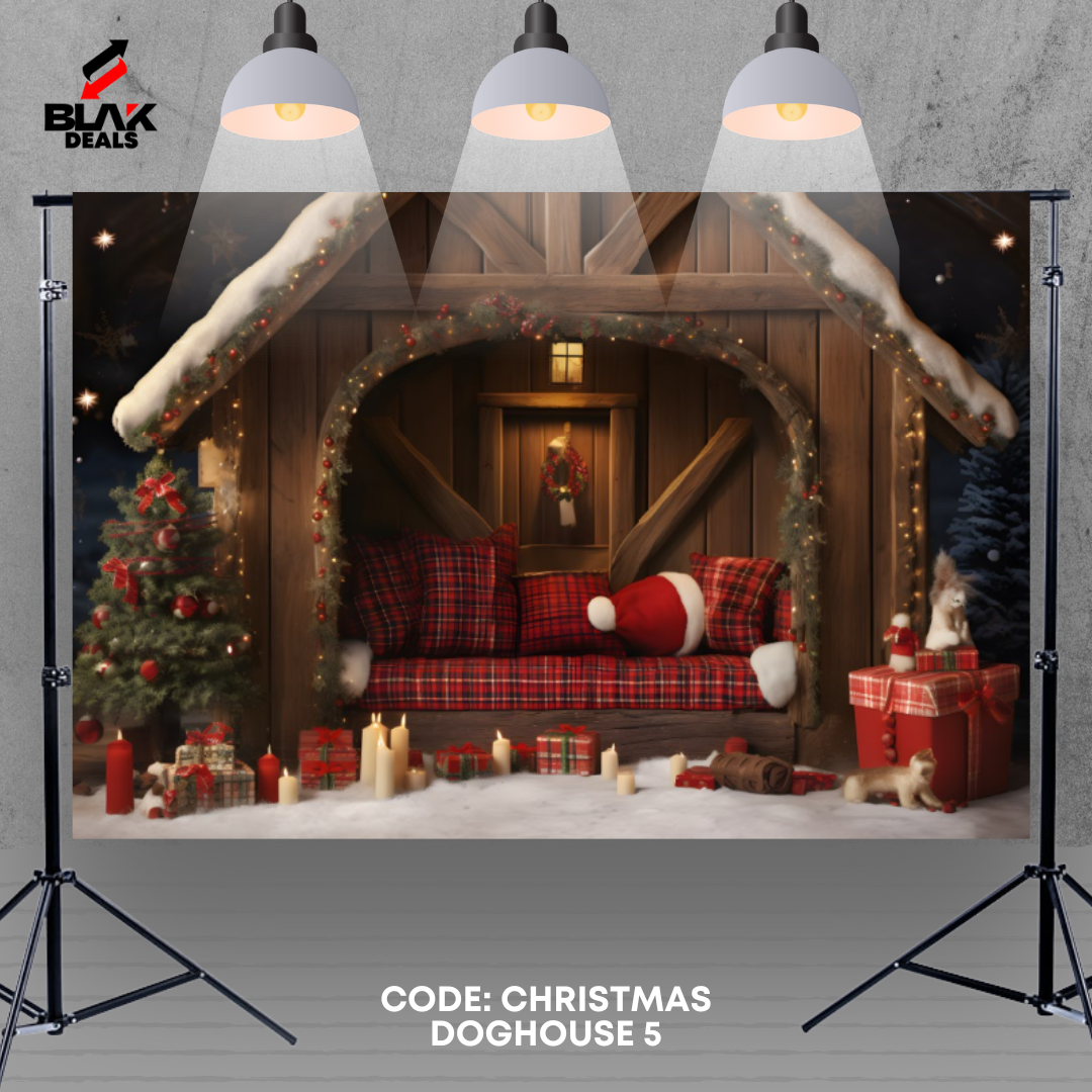 Christmas Dog House Family Couple Photography Backdrop Photoshoot | BLAK Deals
