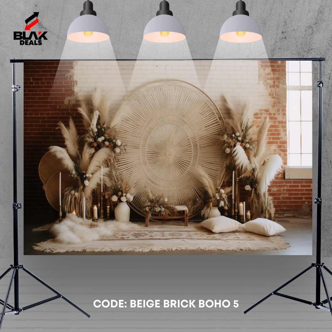 Beige Brick Boho Maternity Family Couple Photography Backdrop Photoshoot | BLAK Deals