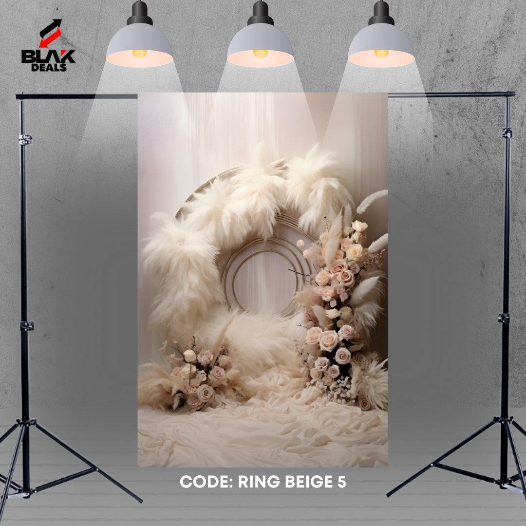 Ring Floral Family Maternity Couple Portrait Beige Photography Backdrop Photoshoot | BLAK Deals