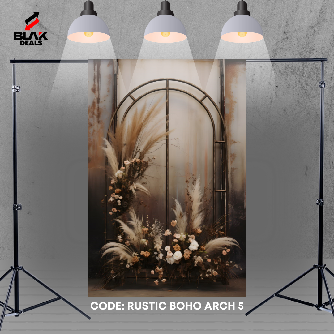 Rustic Door Boho Arch Family Maternity Couple Arc Beige Photography Backdrop Photoshoot | BLAK Deals