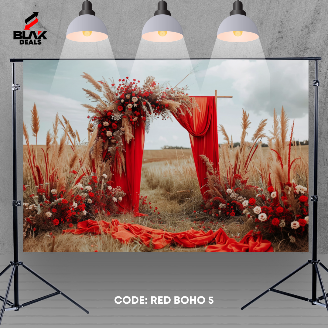 Red Boho Maternity Family Couple Photography Backdrop Photoshoot | BLAK Deals