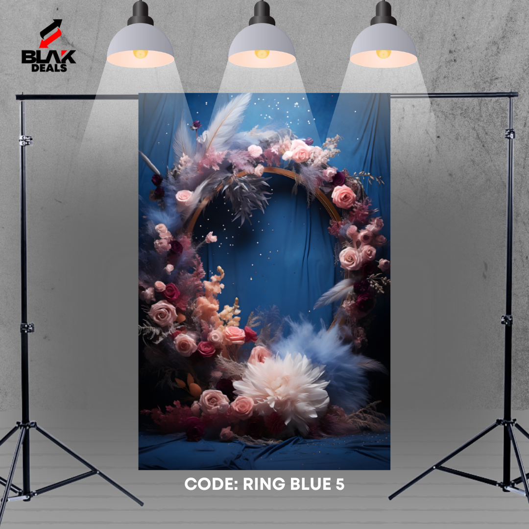 Ring Floral Family Maternity Couple Portrait Blue Photography Backdrop Photoshoot | BLAK Deals