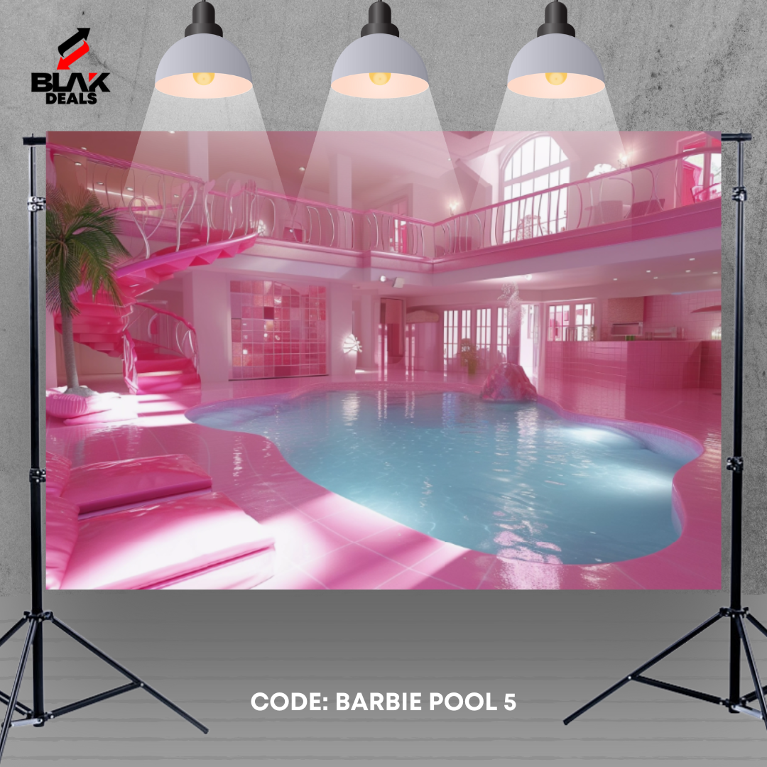 Barbie Pink Pool Kids Newborn Toddler Portrait Photography Backdrop Photoshoot | BLAK Deals