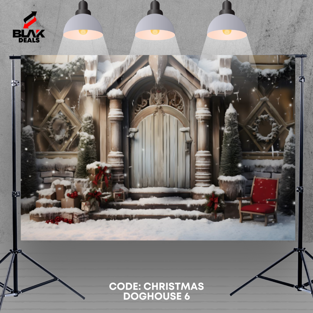 Christmas Dog House Family Couple Photography Backdrop Photoshoot | BLAK Deals