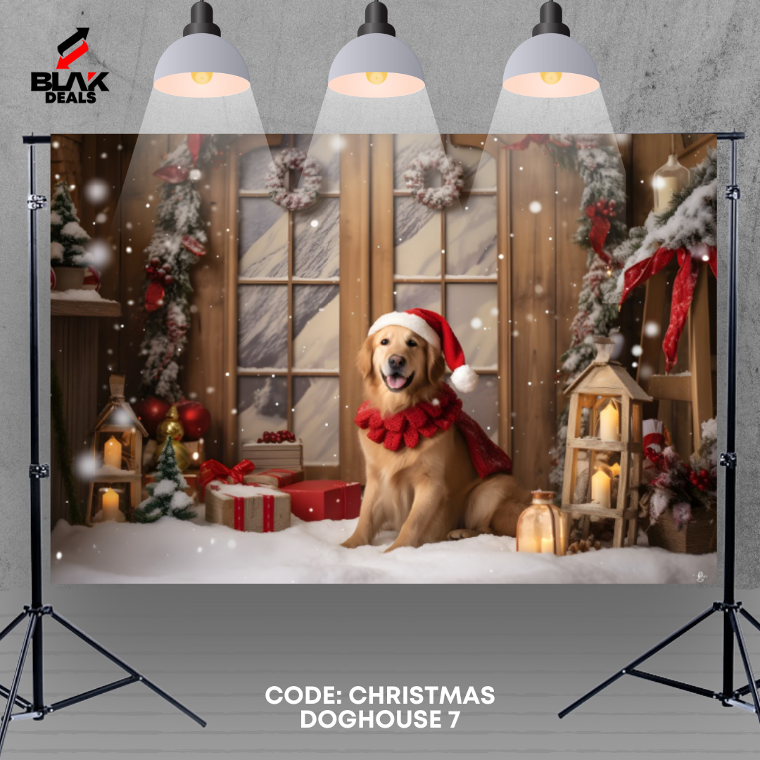 Christmas Dog House Family Couple Photography Backdrop Photoshoot | BLAK Deals