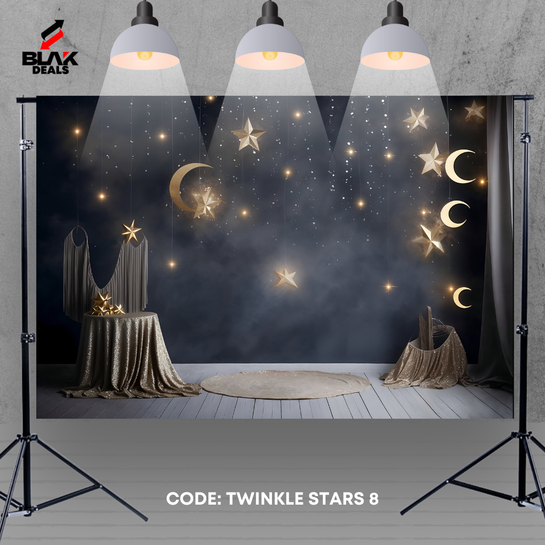 Twinkle Stars Moon Kids Newborn Toddler Photography Backdrop Photoshoot | BLAK Deals
