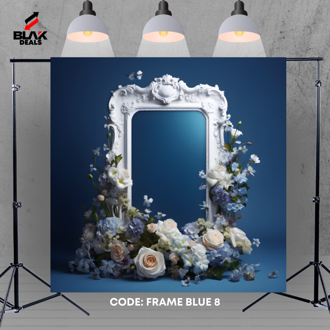Floral Frame BlueFamily Maternity Couple Portrait Photography Backdrop Photoshoot | BLAK Deals