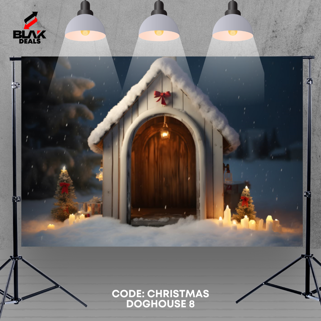 Christmas Dog House Family Couple Photography Backdrop Photoshoot | BLAK Deals