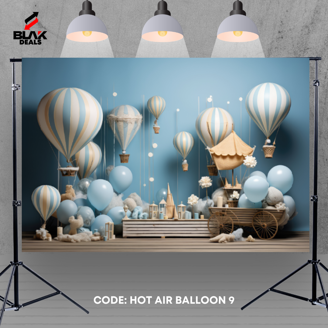 Hot Air Balloon Birthday Kids Newborn Toddler Photography Backdrop Photoshoot | BLAK Deals