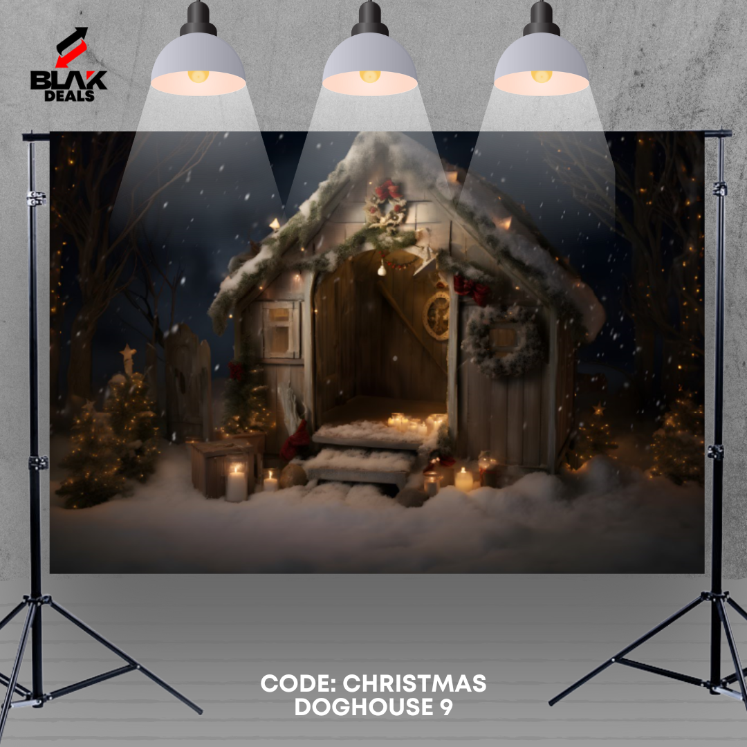 Christmas Dog House Family Couple Photography Backdrop Photoshoot | BLAK Deals