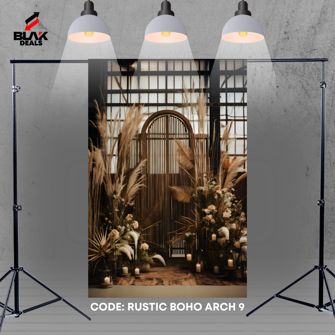 Rustic Door Boho Arch Family Maternity Couple Arc Beige Photography Backdrop Photoshoot | BLAK Deals