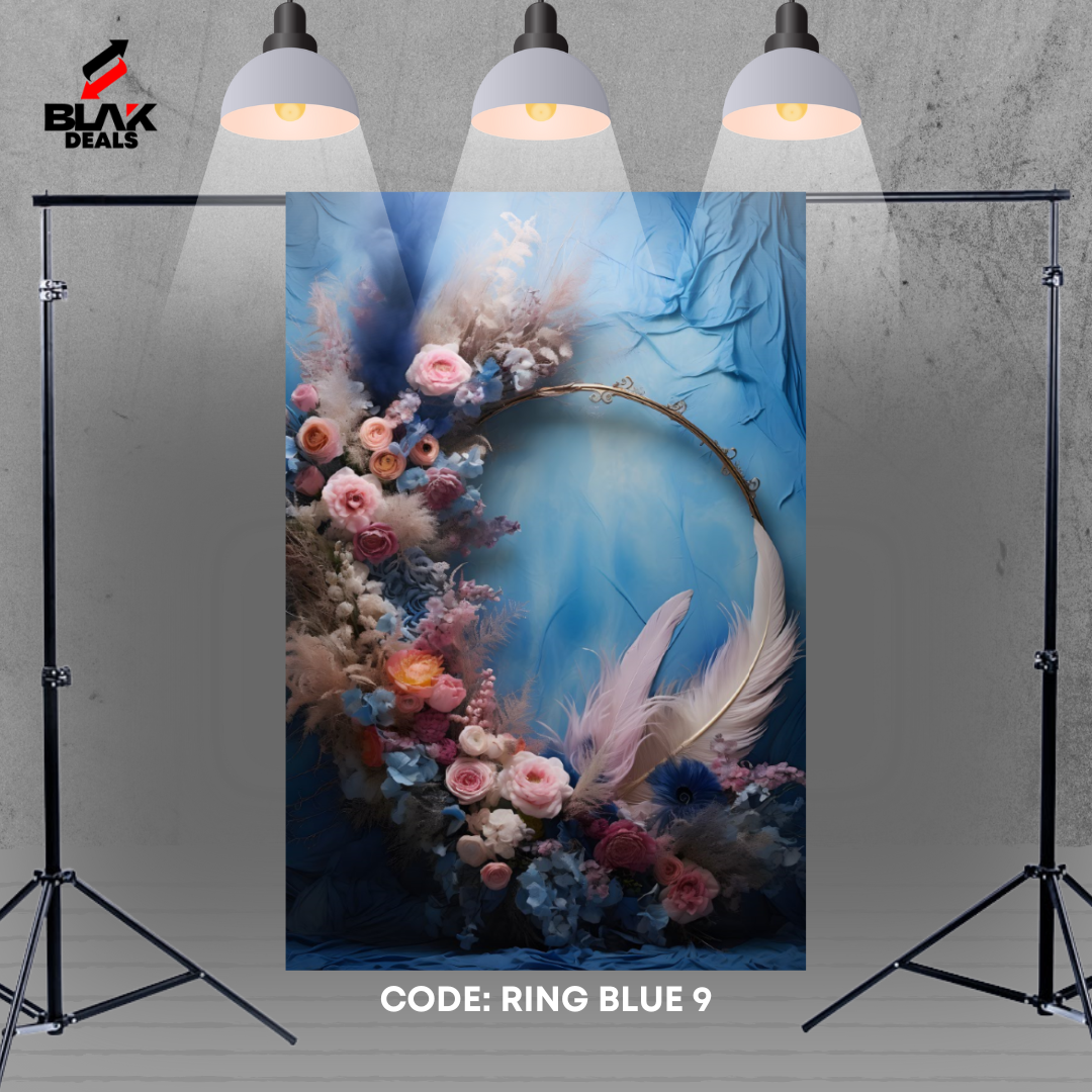 Ring Floral Family Maternity Couple Portrait Blue Photography Backdrop Photoshoot | BLAK Deals