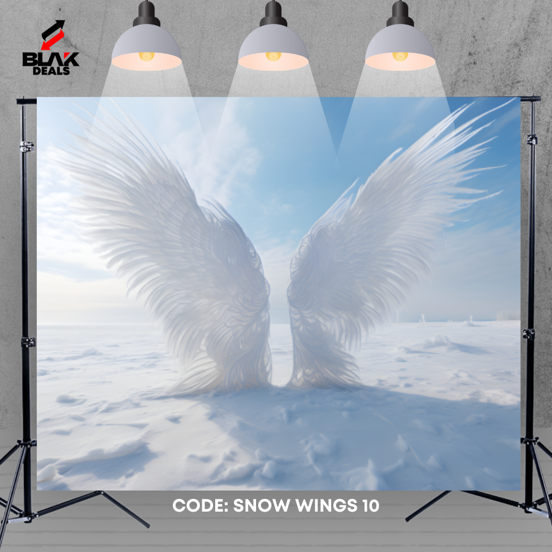 Snow Angel Wings Maternity Portrait WhitePhotography Backdrop Photoshoot | BLAK Deals