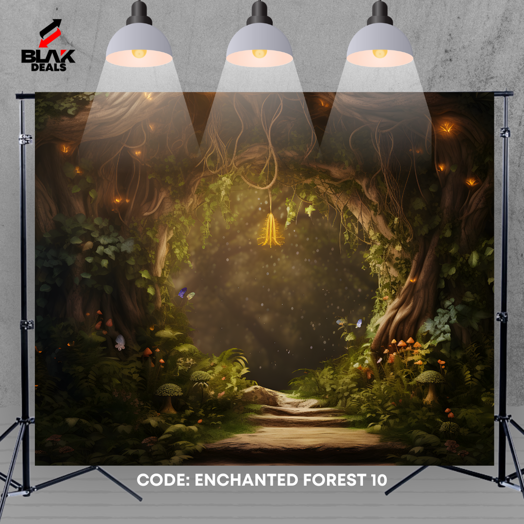 Enchanted Magical Forest Family Maternity Floral Photography Backdrop Photoshoot | BLAK Deals