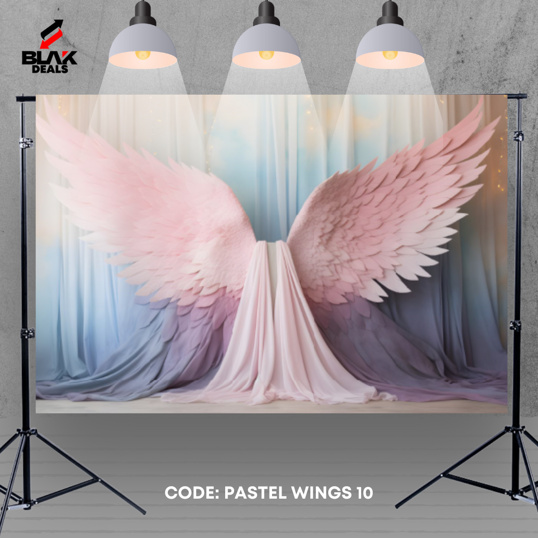 Pastel Pink Blue Wings Maternity Portrait Photography Backdrop Photoshoot | BLAK Deals