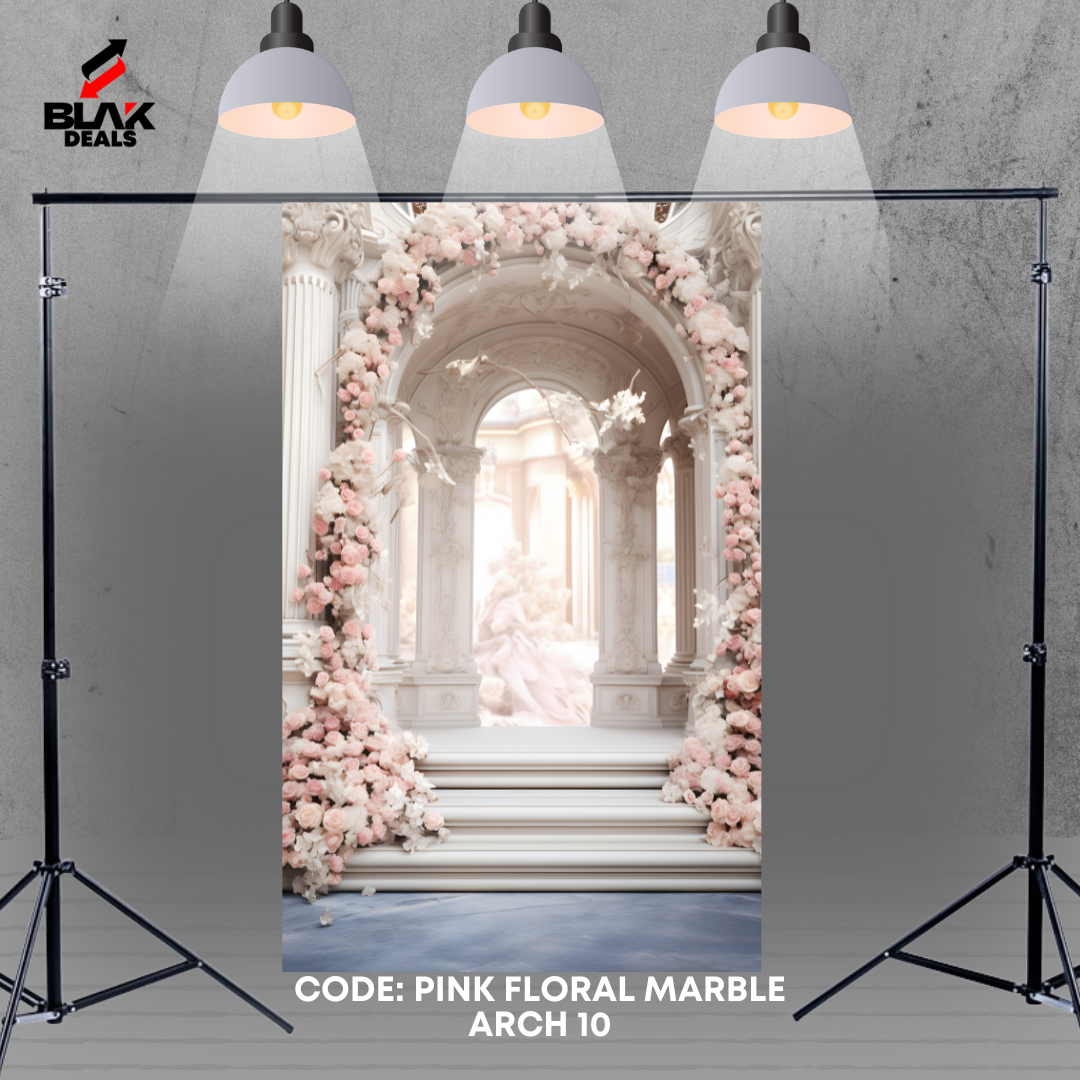 Arc Floral Marble Family Maternity Couple Wedding Pink Photography Backdrop Photoshoot | BLAK Deals