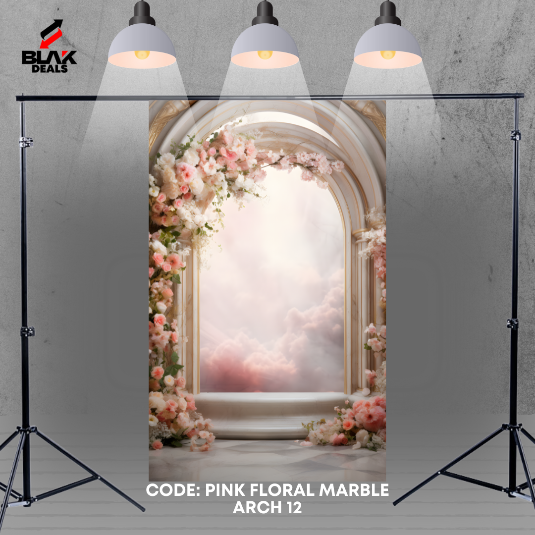 Arc Floral Marble Family Maternity Couple Wedding Pink Photography Backdrop Photoshoot | BLAK Deals