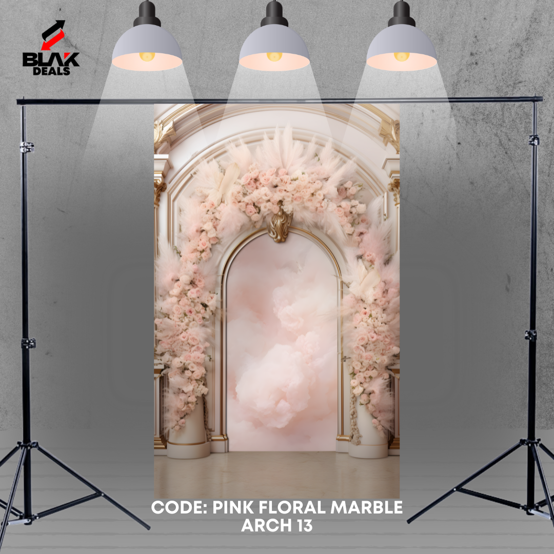 Arc Floral Marble Family Maternity Couple Wedding Pink Photography Backdrop Photoshoot | BLAK Deals