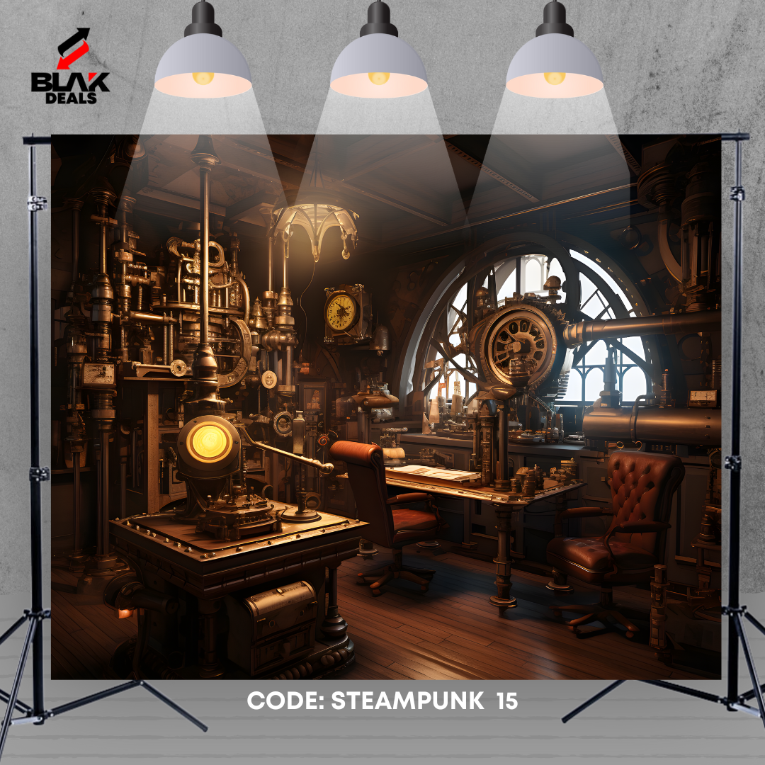 Steam Punk Retro Futuristic Family Maternity Couple Photography Backdrop Photoshoot | BLAK Deals