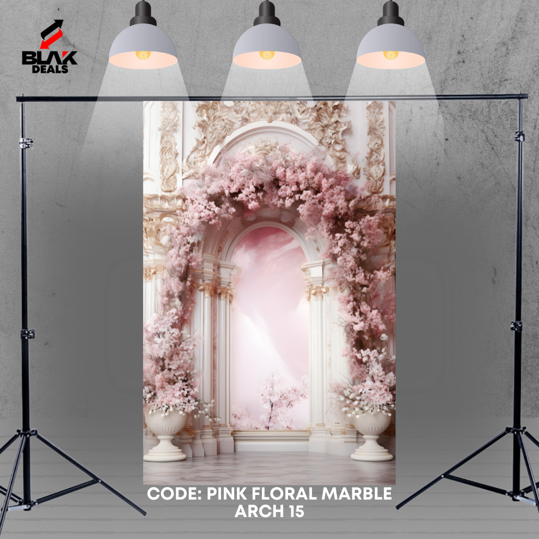 Arc Floral Marble Family Maternity Couple Wedding Pink Photography Backdrop Photoshoot | BLAK Deals