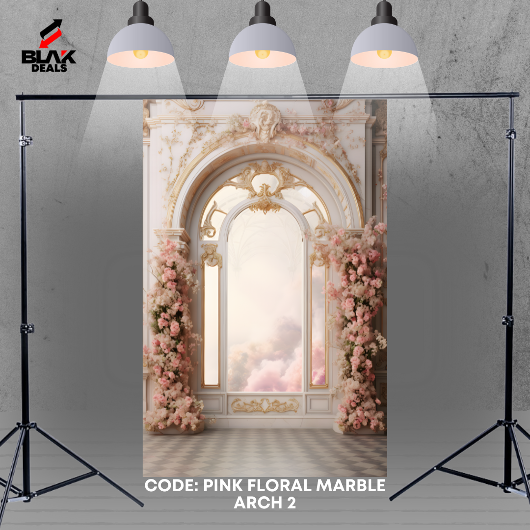 Arc Floral Marble Family Maternity Couple Wedding Pink Photography Backdrop Photoshoot | BLAK Deals