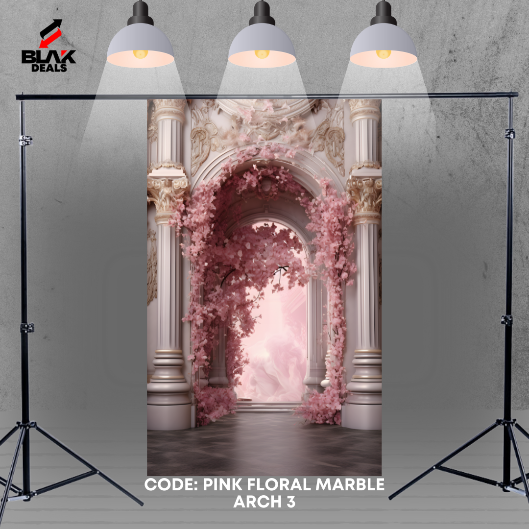 Arc Floral Marble Family Maternity Couple Wedding Pink Photography Backdrop Photoshoot | BLAK Deals