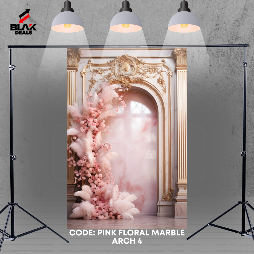 Arc Floral Marble Family Maternity Couple Wedding Pink Photography Backdrop Photoshoot | BLAK Deals